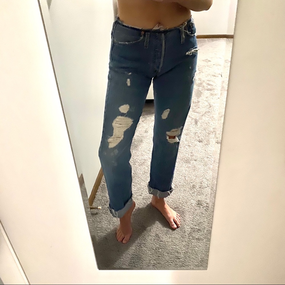 Distressed Mid Rise Jeans